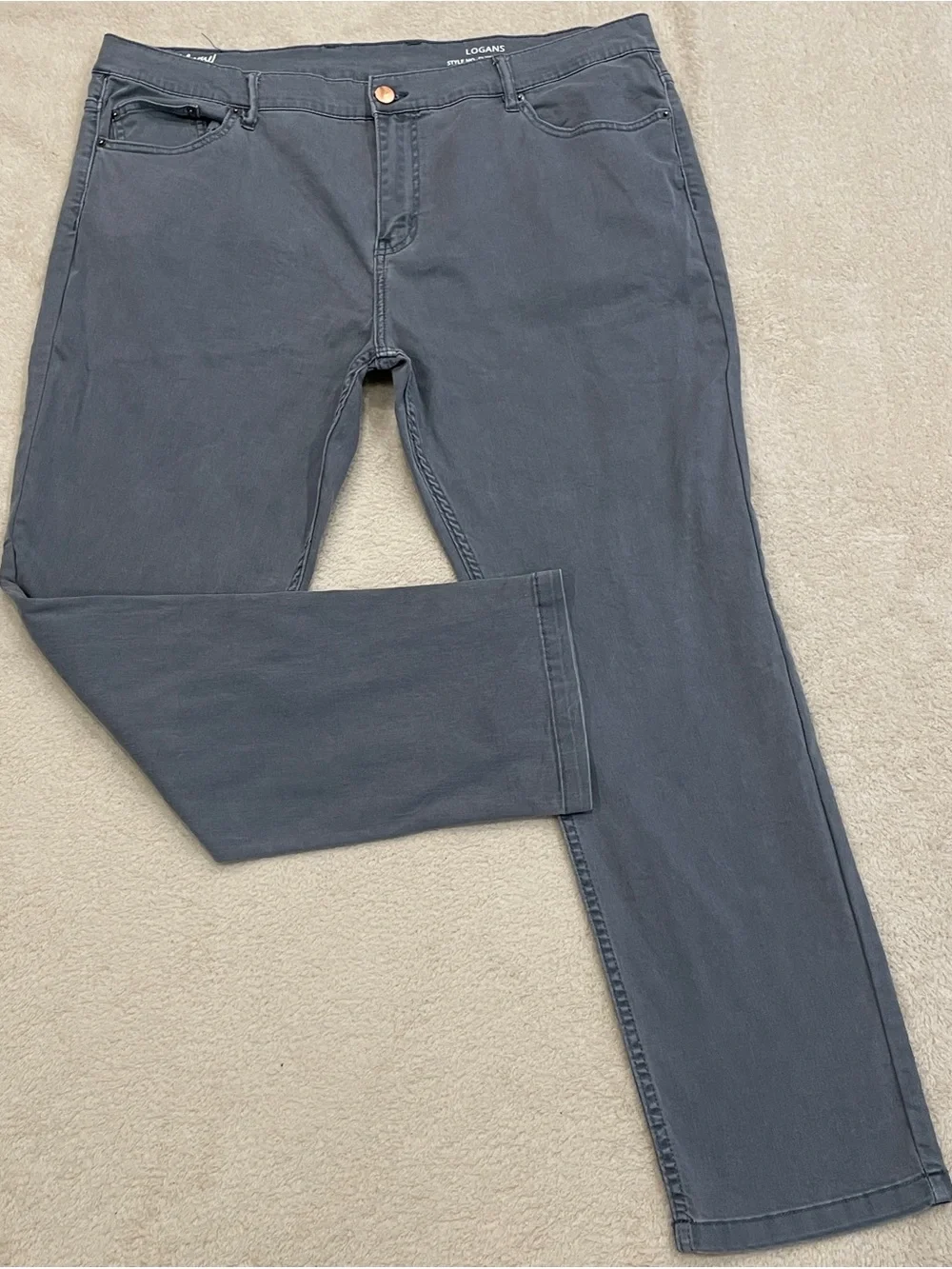 Mugsy Jeans Logans Mens 42x32 Gray Stretch Denim Slim Straight Pants FLX8NBG